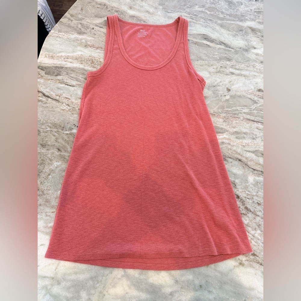 Aerie Mama Ribbed Maternity Tank Top Medium Coral Stretch Scoop Neck